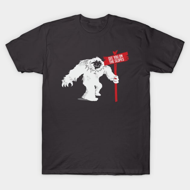 Funny Ski Shirt Abominable Snowman Yeti T-Shirt by HungryDinoDesign